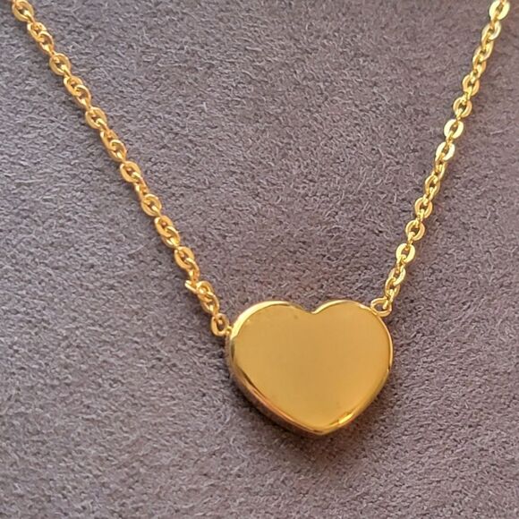 New Gold Sparkle Butterfly Heart Pendant Necklace - Picture 5 of 9